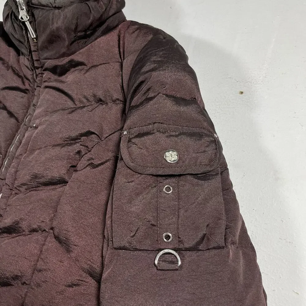Eddie Bauer Maroon Goose Down Puffer Jacket 550 Fill Power Small